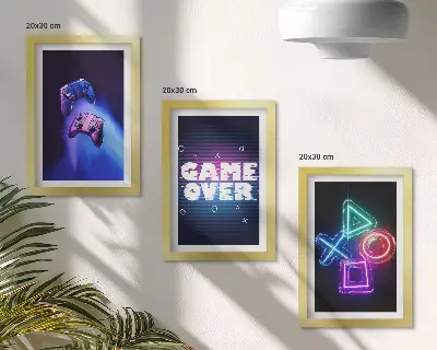 Gallery wall met game over-pictogrammen