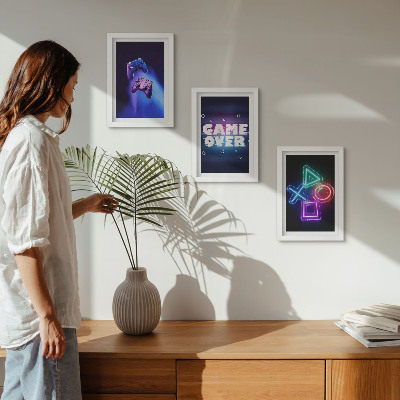 Gallery wall Gamepads met Game Over-pictogrammen