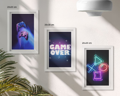 Gallery wall Gamepads met Game Over-pictogrammen