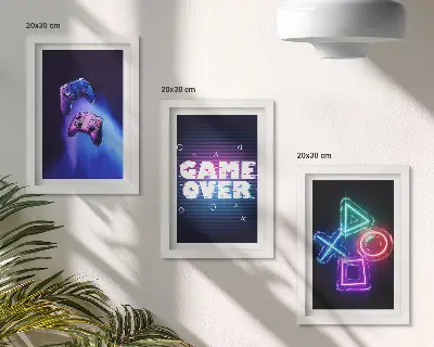 Gallery wall met game over-pictogrammen