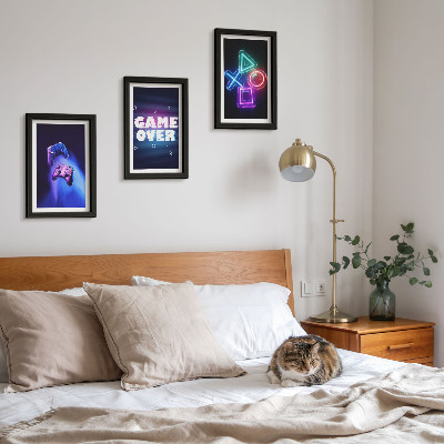 Gallery wall Gamepads met Game Over-pictogrammen