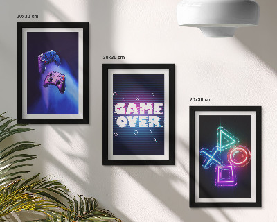 Gallery wall Gamepads met Game Over-pictogrammen