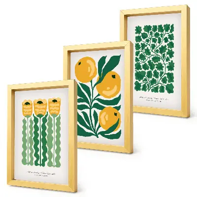 Gallery wall met plantenpatronen van bloemen en bladeren op posters