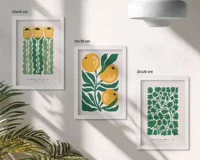 Gallery wall met plantenpatronen van bloemen en bladeren op posters