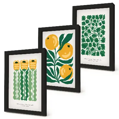 Gallery wall met plantenpatronen van bloemen en bladeren op posters