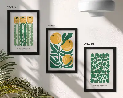 Gallery wall met plantenpatronen van bloemen en bladeren op posters