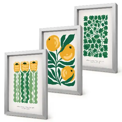 Gallery wall met plantenpatronen van bloemen en bladeren op posters