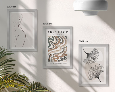 Set van ingelijste schilderijen Abstracte poster met vrouwelijke vormen en bladeren in boho-stijl.