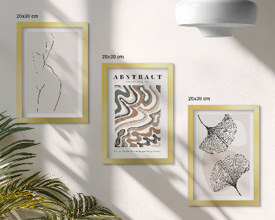 Set van ingelijste schilderijen Abstracte poster met vrouwelijke vormen en bladeren in boho-stijl.