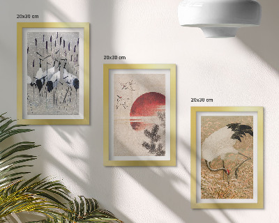 Gallery wall Japanse kraanvogel illustraties landschap japandi