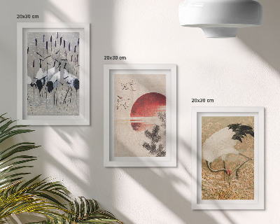 Gallery wall Japanse kraanvogel illustraties landschap japandi