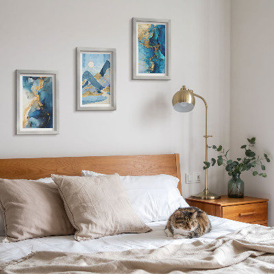 Gallery wall Blauwe bergen met abstracte patroonelementen