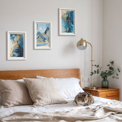 Gallery wall Blauwe bergen met abstracte patroonelementen