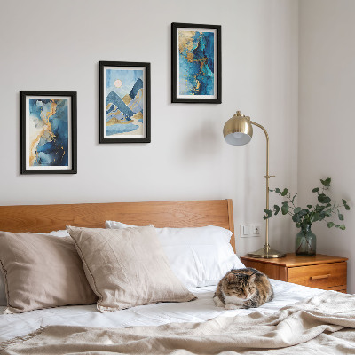 Gallery wall Blauwe bergen met abstracte patroonelementen