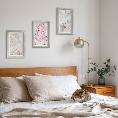 Gallery wall Roze bloemen met marmer- en pastelkleurige patronen