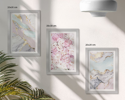 Gallery wall Roze bloemen met marmer- en pastelkleurige patronen
