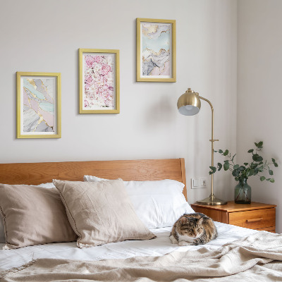 Gallery wall Roze bloemen met marmer- en pastelkleurige patronen