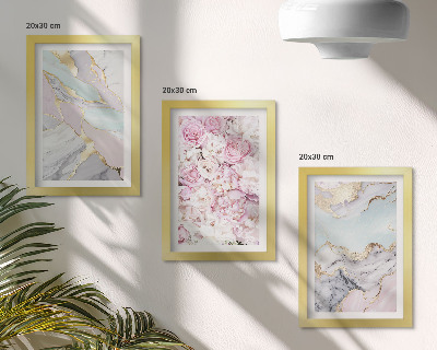 Gallery wall Roze bloemen met marmer- en pastelkleurige patronen