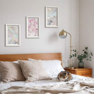 Gallery wall Roze bloemen met marmer- en pastelkleurige patronen