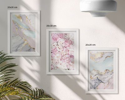 Gallery wall Roze bloemen met marmer- en pastelkleurige patronen