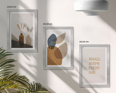 Set van ingelijste schilderijen Abstracte vormen en natuurlijke accenten inbegrepen