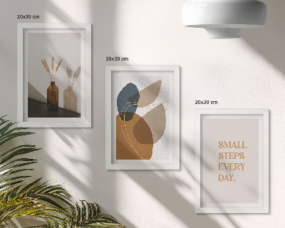 Set van ingelijste schilderijen Abstracte vormen en natuurlijke accenten inbegrepen