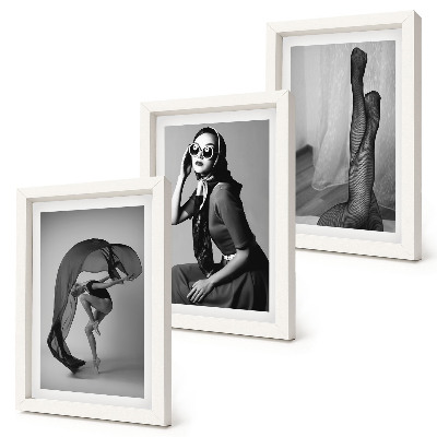 Gallery wall Stijlvolle zwart-witportretten van vrouwen in elegante poses.