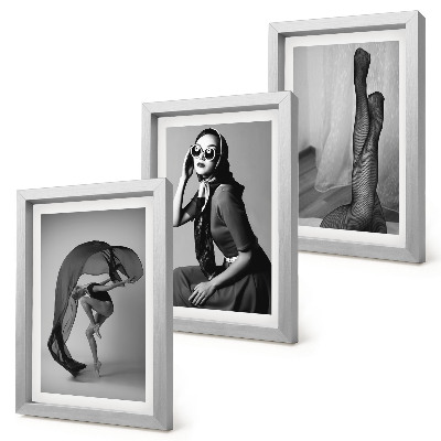 Gallery wall Stijlvolle zwart-witportretten van vrouwen in elegante poses.