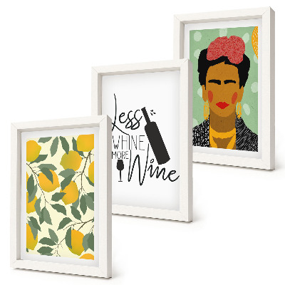 Gallery wall Lemons slogan over wijn, portret van Frida Kahlo