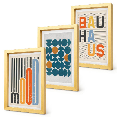 Set van ingelijste schilderijen Posters met geometrische patronen in Bauhaus-stijl