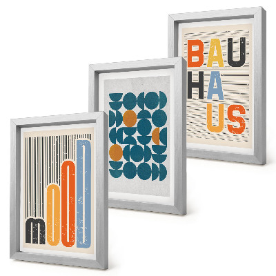 Set van ingelijste schilderijen Posters met geometrische patronen in Bauhaus-stijl