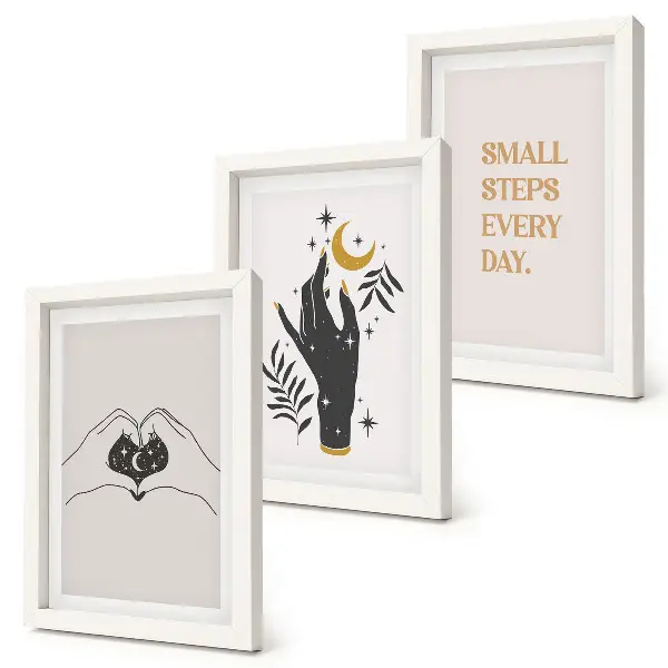 Gallery wall minimalistische illustraties met boho-teksten