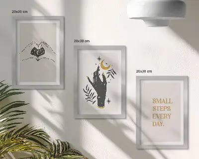 Gallery wall minimalistische illustraties met boho-teksten