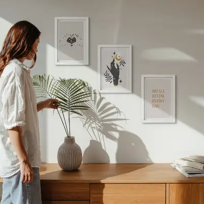Gallery wall minimalistische illustraties met boho-teksten
