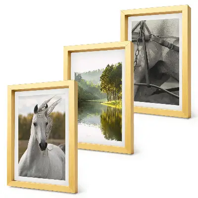 Gallery wall witte paarden bij de rivier in een natuurlijk landschap