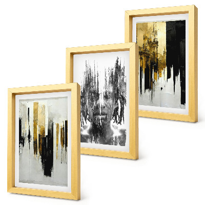 Gallery wall Het contrast tussen abstracties, portretten en architectuur.