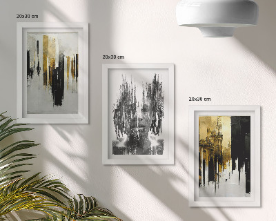 Gallery wall Het contrast tussen abstracties, portretten en architectuur.