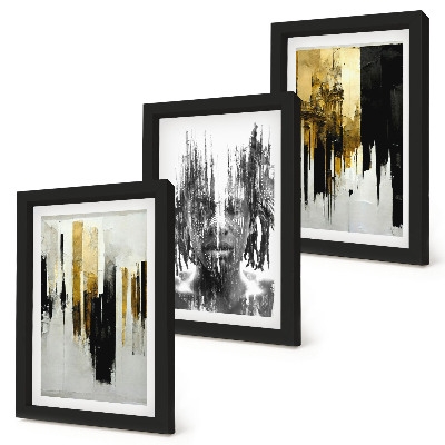 Gallery wall Het contrast tussen abstracties, portretten en architectuur.