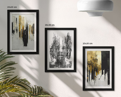 Gallery wall Het contrast tussen abstracties, portretten en architectuur.