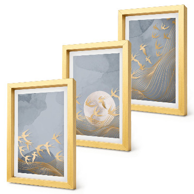 Gallery wall Vogels in vlucht tegen de hemel en de maan.