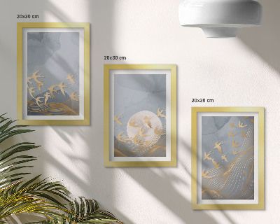 Gallery wall Vogels in vlucht tegen de hemel en de maan.