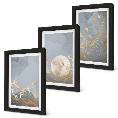 Gallery wall Vogels in vlucht tegen de hemel en de maan.