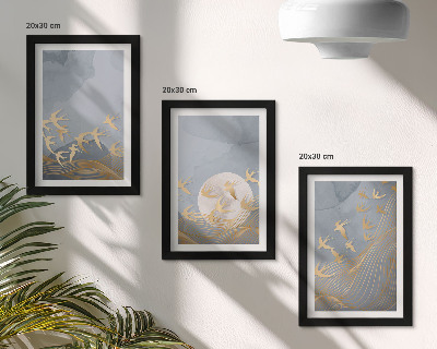 Gallery wall Vogels in vlucht tegen de hemel en de maan.