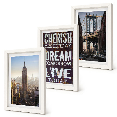 Gallery wall Landschappen van New York City met een inspirerend citaat