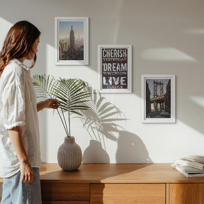 Gallery wall Landschappen van New York City met een inspirerend citaat