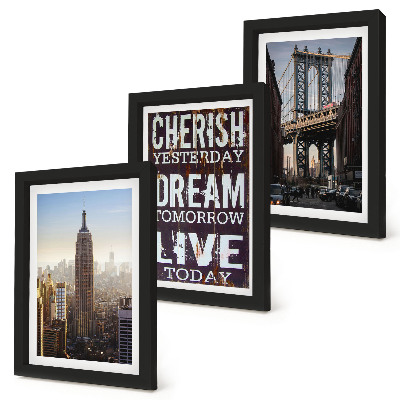 Gallery wall Landschappen van New York City met een inspirerend citaat