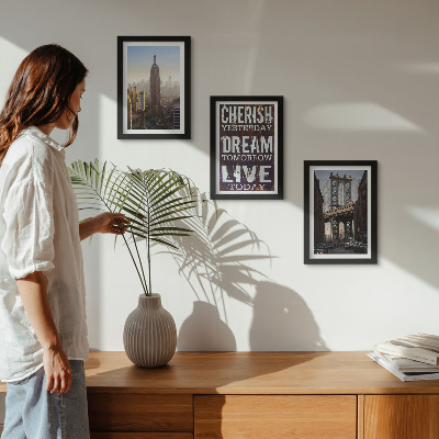 Gallery wall Landschappen van New York City met een inspirerend citaat