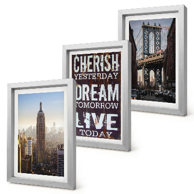 Gallery wall Landschappen van New York City met een inspirerend citaat