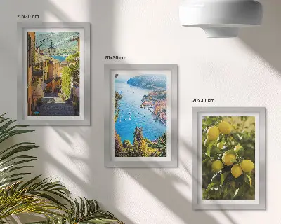 Wanddecoratie schilderachtige kuststraatjes met uitzicht op zee en citroenen