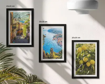 Wanddecoratie schilderachtige kuststraatjes met uitzicht op zee en citroenen